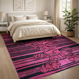 Fierce Pink Tiger Silhouette Area Rug