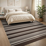 Brown Tan Striped Textured Area Rug