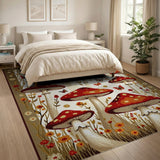 Multi-color and Patterns Whimsical Red Mushroom Meadow Area Rug