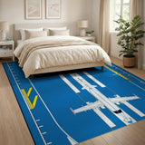 Airport Runway Blueprint Area Rug