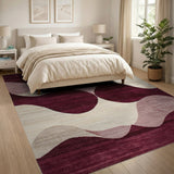 Abstract Wave Red Area Rug