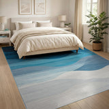 Wavy Blue Ombre Abstract Area Rug