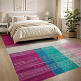 Vibrant Multi-Stripe Geometric Area Rug