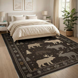 Nordic Bear Moose Silhouette Area Rug