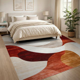 ODIKA Washable Mid-Century Modern Abstract Area Rug - Low Pile Non-Slip Carpet