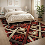 Ornate Red Heart Trellis Area Rug