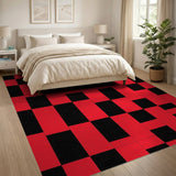Bold Red Black Checkerboard Area Rug