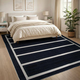 Bold Black White Horizontal Stripe Area Rug