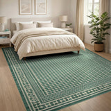 Emerald Green Geometric Dot Grid Area Rug
