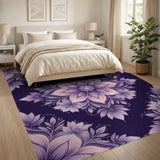Purple Floral Medallion Purple Area Rug