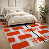 Bold Red Geometric Block Rug