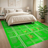 Green Pixelated City Map Area Rug