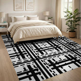 Grid Black and White Bold Black White Geometric Grid Area Rug