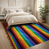 Vibrant Rainbow Wave Area Rug