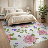 Pink Pink Roses Lavender Floral Area Rug