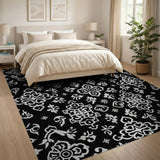 Black and White Black White Persian Floral Area Rug