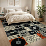 Black White Vinyl Record Music Area Rug