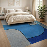 Blue and Teal Blue Teal Geometric Abstract Area Rug
