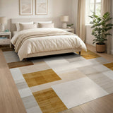 Brown Tan Geometric Block Brown and Tan Area Rug