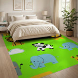 Playful Cartoon Safari Animals Area Rug