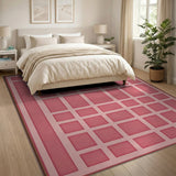Pink Block Grid Modern Area Rug
