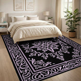Ornate Pink Persian Area Rug on Black