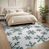 Teal Snowflake Pattern Area Rug