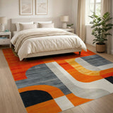 Orange Bold Orange Geometric Abstract Area Rug