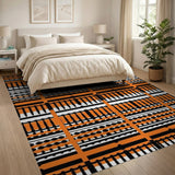 Geometric Modern Orange Bold Orange Black Geometric Area Rug