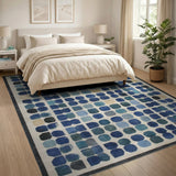 Blue and Teal Blue Teal Geometric Circle Area Rug