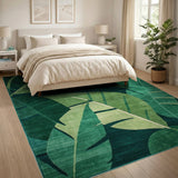 Green Lush Green Banana Leaf Area Rug