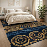 Navy Gold Twisted Rope Coil Rug