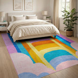 Multi-color and Patterns Rainbow Arch Multi-Color Geometric Area Rug