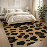 Tan Leopard Print Boho Area Rug