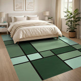 Serene Green Geometric Abstract Rug
