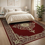 Red Ornate Red Persian Medallion Area Rug