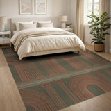 Green Classical Arches Column Area Rug