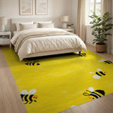 Playful Yellow Bumblebee Kids Area Rug