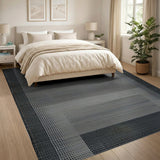 Grey Grey Geometric Woven Area Rug