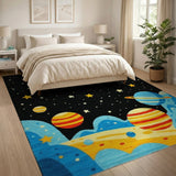 Starry Space Planets Kids Area Rug