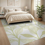 Elegant Lime Green Leaf Pattern Area Rug
