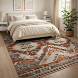 Southwestern Geometric Area Rug in Rust and Tan