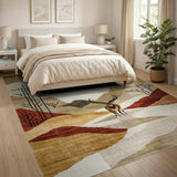 Majestic Stag Moonlit Mountain Landscape Rug