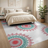 Multi-color and Patterns Vibrant Teal Red Mandala Area Rug