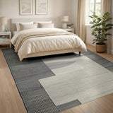 Black White Framed Geometric Area Rug