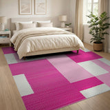 Vibrant Pink Geometric Area Rug
