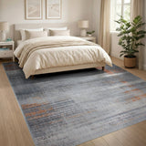Grey Orange Distressed Abstract Area Rug