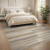 Beige Geometric Stripe Area Rug