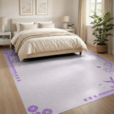 Whimsical Purple Floral Border Area Rug
