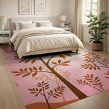 Blush Pink Autumn Tree Silhouette Area Rug